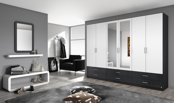 Drehtürenschrank ARNSBERG-EXTRA, 6-trg., 2 Spiegeltüren, 6 Schubkästen