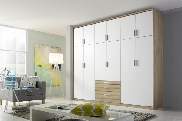 Drehtürenschrank HILDESHEIM-EXTRA, 10-trg., 3 Schubkästen