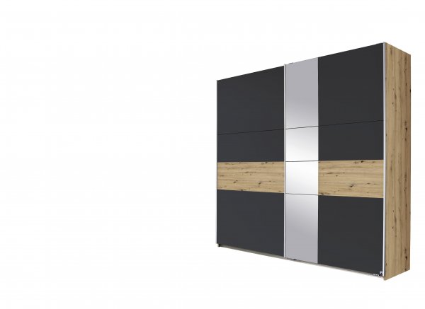 Schwebetürenkleiderschrank KORBACH 2-trg. - Eiche Artisan Nb-Grau Metallic - 261cm