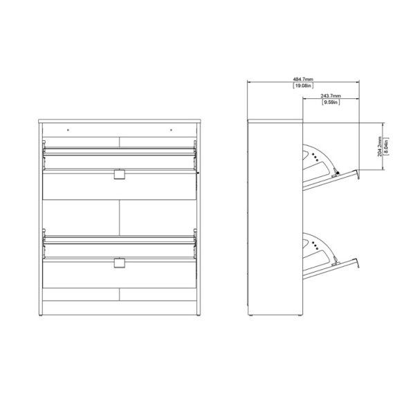 Schuhschrank SHOES, 2 Klappen - Mattschwarz