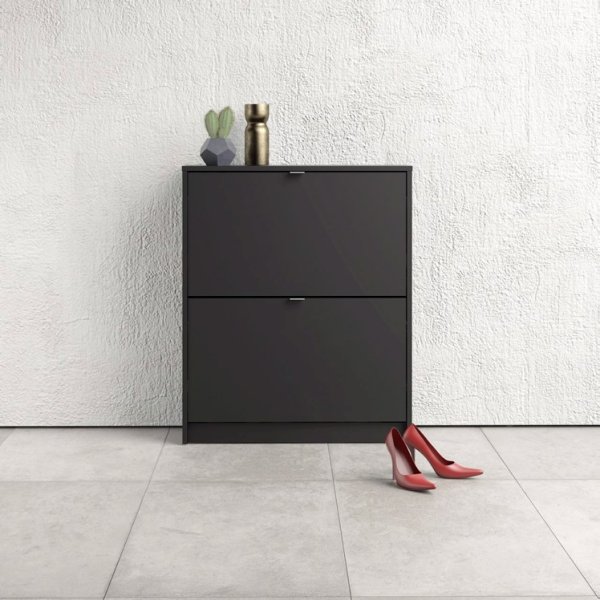 Schuhschrank SHOES, 2 Klappen - Mattschwarz