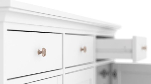 Sideboard Paris, 3 Türen und 3 Schubladen - Weiß