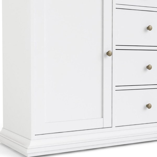 Highboard Paris, 4 Türen und 4 Schubladen - Weiß