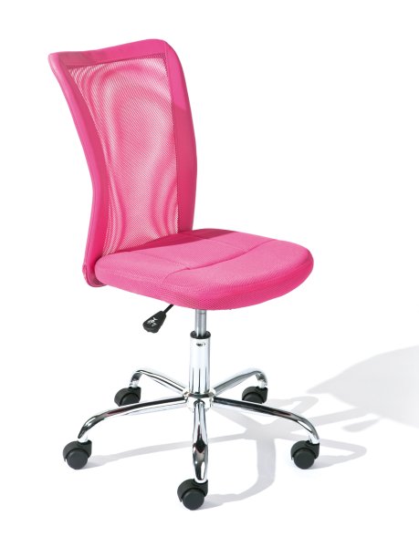 Drehstuhl BONNIE - Metall verchromt, Mesh pink