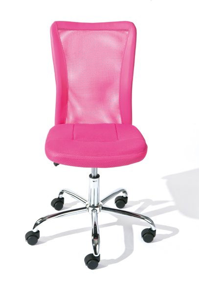 Drehstuhl BONNIE - Metall verchromt, Mesh pink