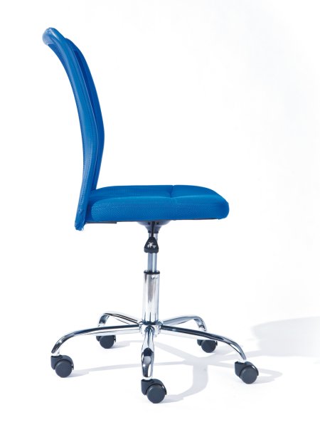 Drehstuhl BONNIE - Metall verchromt, Mesh blau