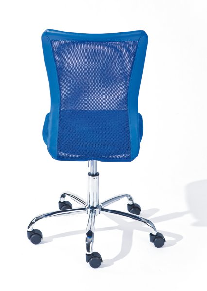 Drehstuhl BONNIE - Metall verchromt, Mesh blau