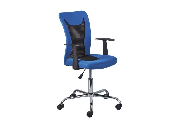 Drehstuhl DONNY - Metall verchromt - Mesh blau