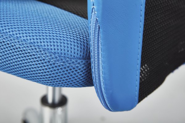 Drehstuhl DONNY - Metall verchromt - Mesh blau