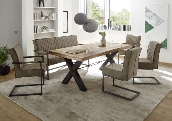 Esstisch DEHLI 200x100cm - Mango Wood, Gestell Metall schwarz
