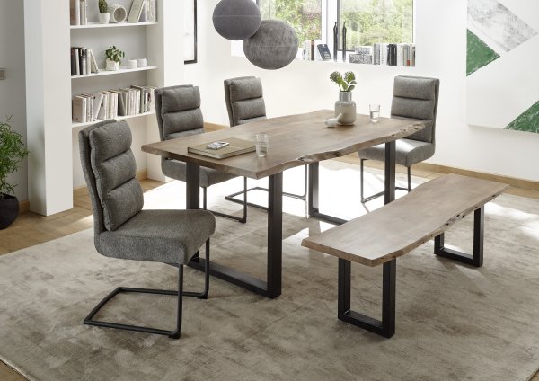 Esstisch INDIA 180x90cm - Akazienholz massiv - Gestell schwarz