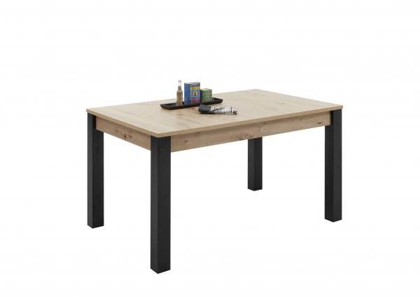 Esstisch LUCAS 140-210x90cm - Artisan Eiche Dekor - Gestell schwarz