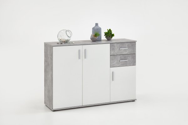 Kommode ALBI 2, Beton/Weiß Nb