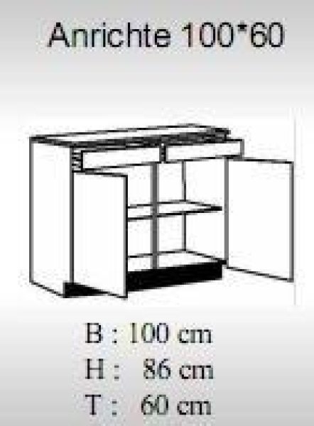 Anrichte DARIA/DAVOS 100x60cm - Lacklaminat Schiefer/Artisan Eiche Nachbildung