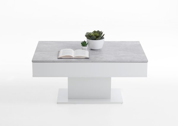 Couchtisch AVOLA 2, Beton Light Atelier/Weiß Edelglanz
