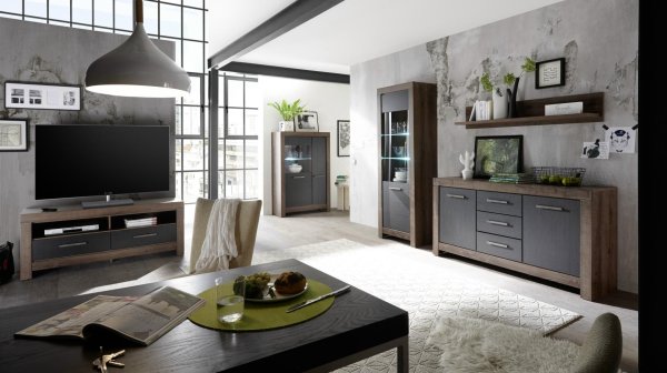 Sideboard BALIN, Eiche Canyon/ Schwarz Eiche Nachbildung