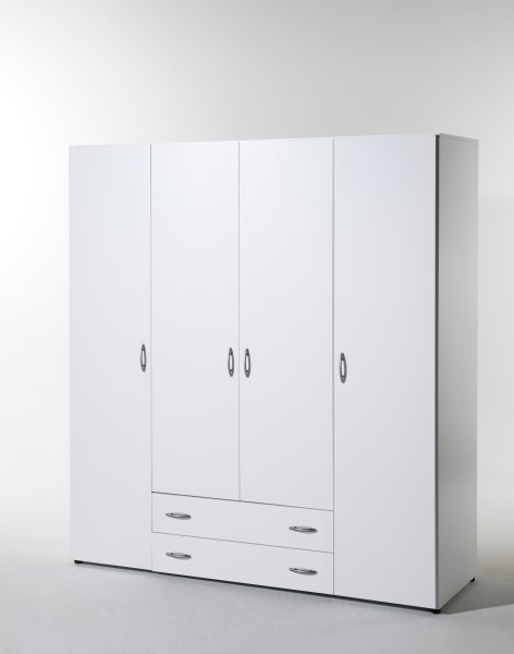 Drehtürenschrank BASE 4-trg. - Weiß - 160 cm