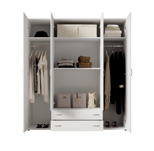 Drehtürenschrank BASE 4-trg. - Weiß - 160 cm