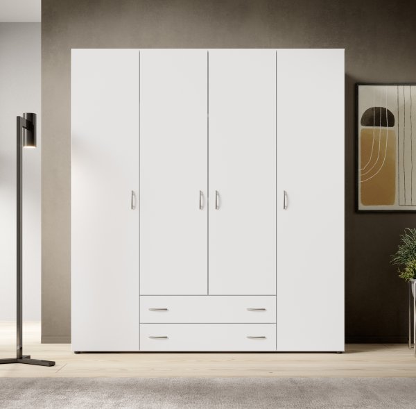 Drehtürenschrank BASE 4-trg. - Weiß - 160 cm