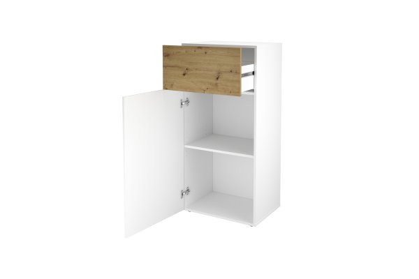Kommode BELM 2, Brillantweiß/Artisan Eiche