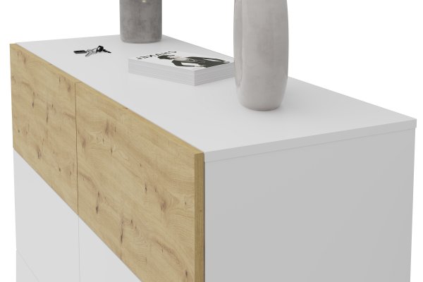 Kommode BELM 5, Brillantweiß/Artisan Eiche
