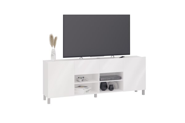 HIFI/TV-Board Brighton 2 XL, Weiß Edelglanz / Hochglanz Weiß