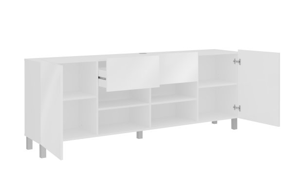 HIFI/TV-Board Brighton 2 XL, Weiß Edelglanz / Hochglanz Weiß