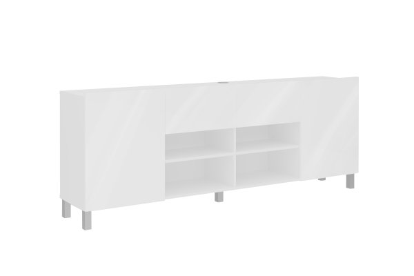 HIFI/TV-Board Brighton 2 XL, Weiß Edelglanz / Hochglanz Weiß