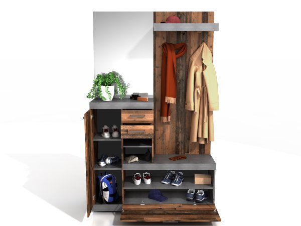 Kompaktgarderobe BRISTOL 1000, Matera / Old Style dunkel