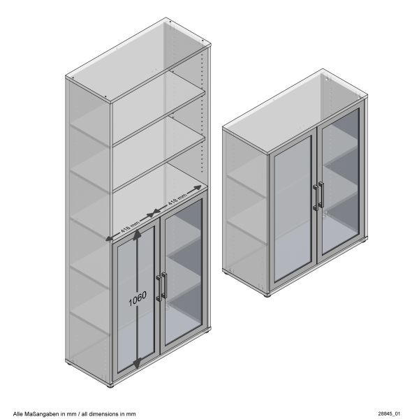 Glastüren-Set CALVIA 12, Alteiche Nachbildung