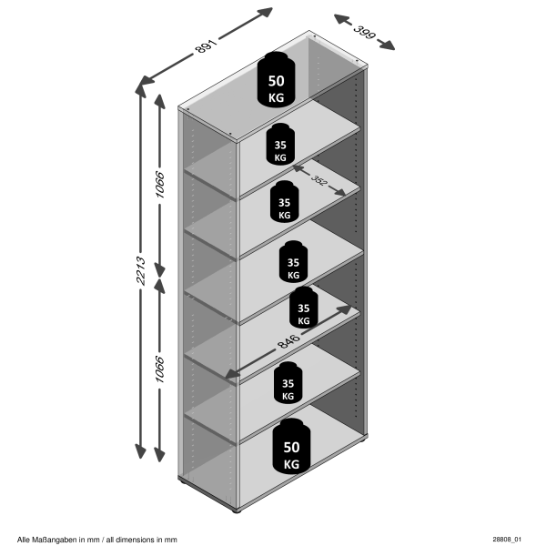 Regal CALVIA 8, Alteiche Nachbildung