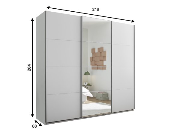 Schwebetürenschrank CARANO 3 Türen - Weiß - 215cm