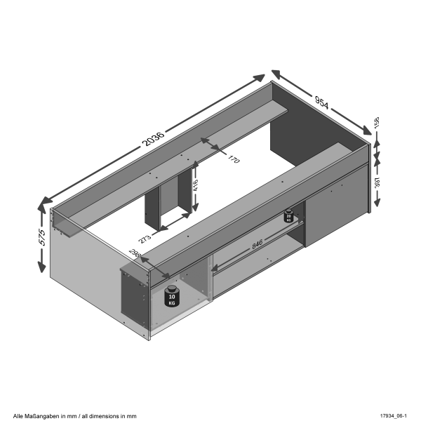 Bett CARLO 1, Eiche Nachbildung