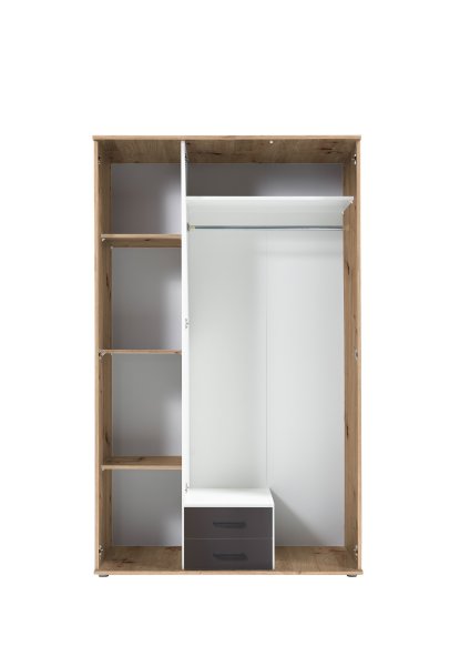 Drehtürenschrank CHICAGO 3-trg. - Artisan Eiche Nb./Betonoxid - 120cm