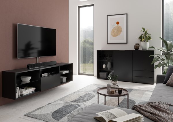 HIFI/TV Board DARK 4 - Schwarz Perlglanz