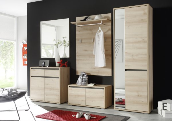 Garderobenhochschrank DUO, Edelbuche/Lava Nachbildung