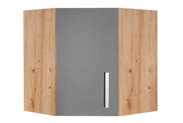 Eck-Hängeschrank DARIA/DAVOS 60x64 cm - Artisan Eiche Nachbildung/Lacklaminat Schiefer
