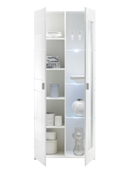 Vitrine ENRIQUE inkl. Beleuchtung, weiß/weiß Hochglanz