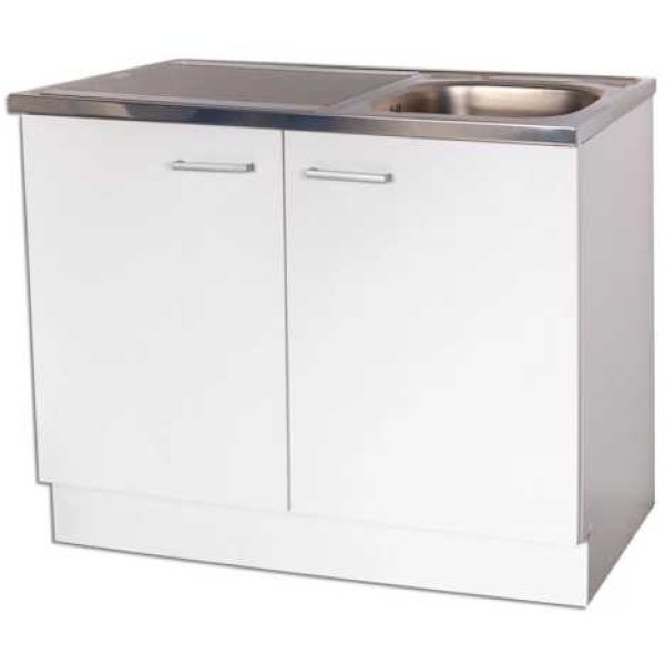 Spülenschrank mit Auflagenspüle GIRONA 100x60cm - Weiß-Weiß