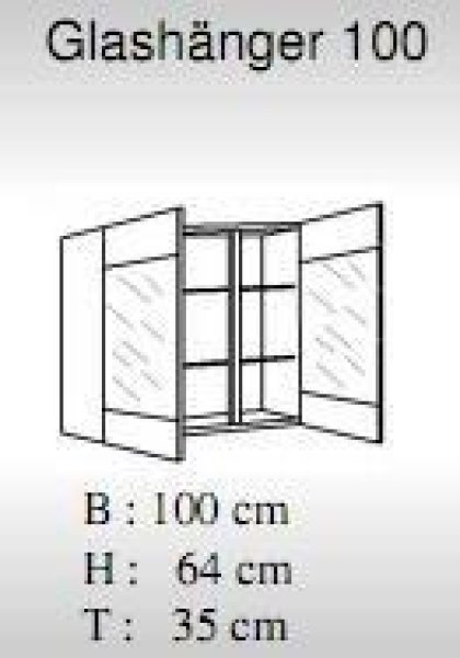 Glas-Hängeschrank LAVIA 100x64cm - Lava/Artisan Eiche Nachbildung