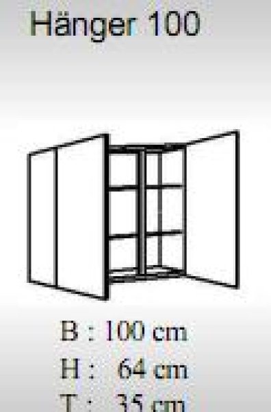 Hängeschrank JUDITH 100x64cm, Trüffeleiche / Hochglanz-Weiß