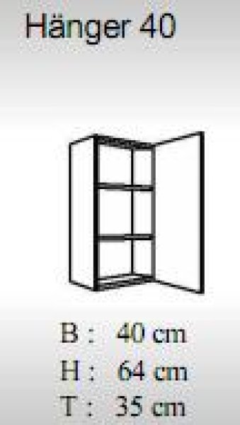 Hängeschrank JUDITH 40x64cm, Trüffeleiche / Hochglanz-Weiß