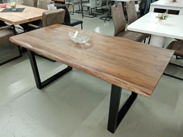 Esstisch INDIA 180x90cm - Akazienholz massiv - Gestell schwarz
