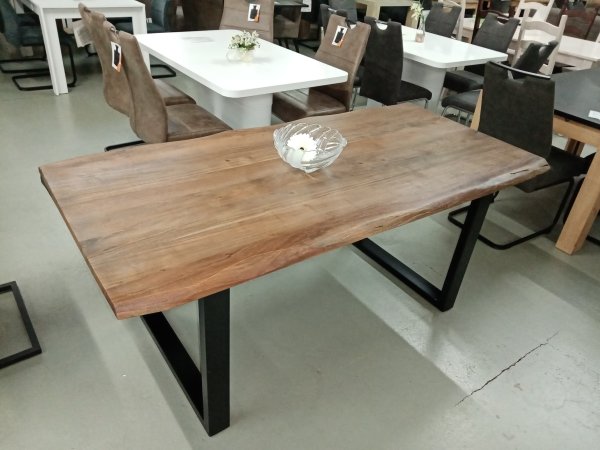 Esstisch INDIA 180x90cm - Akazienholz massiv - Gestell schwarz