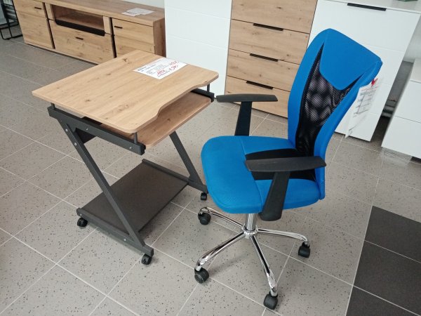 Computertisch auf Rollen - Anthrazit/Eiche