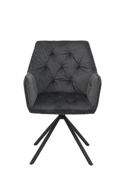 Sessel INGE I  - Vintage Anthrazit - Gestell Metall Schwarz