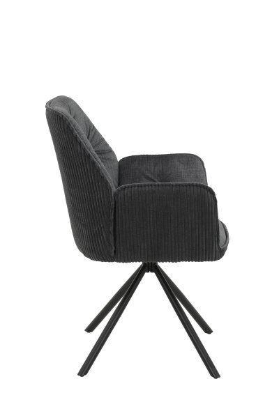 Sessel INGE I  - Vintage Anthrazit - Gestell Metall Schwarz