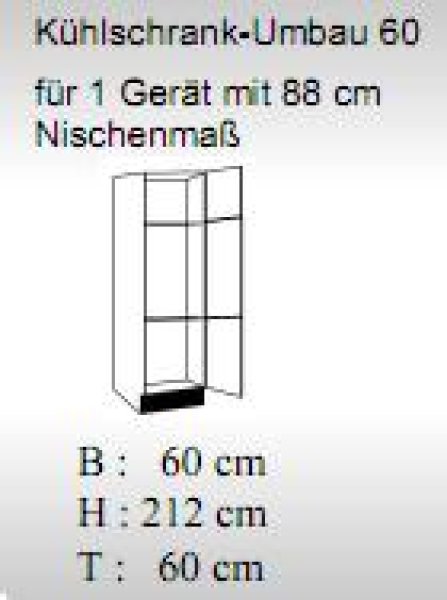 Kühlgeräteumbauschrank JUDITH 60x212x60cm, Trüffeleiche / Hochglanz-Weiß