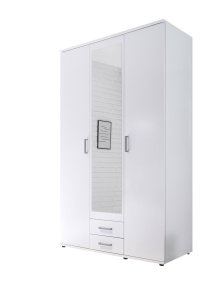Drehtürenschrank KARL 3-trg. - Weiß - 120 cm