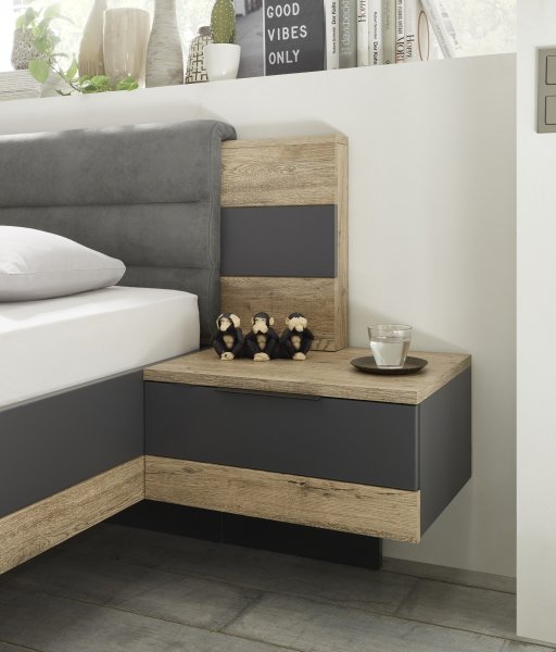 Bettanlage LINEA 180x200 cm  -  Bartex Eiche Nachbildung / Graphit